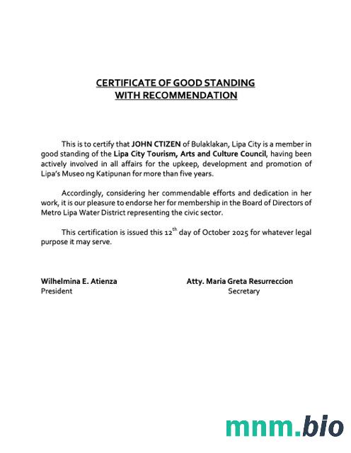 Filipiny certyfikat dobrej kondycji Word i PDF szablon, wersja 9